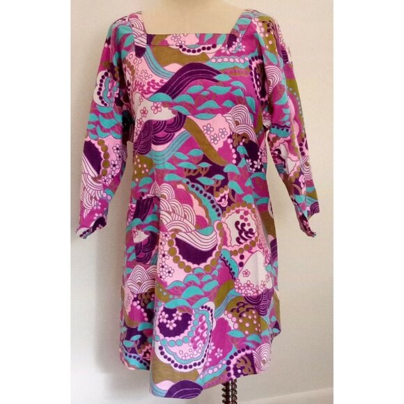 Vintage Design House Smock Shirt  Dress Mod  Asian Inspired Pop Art - Picture 2 of 6